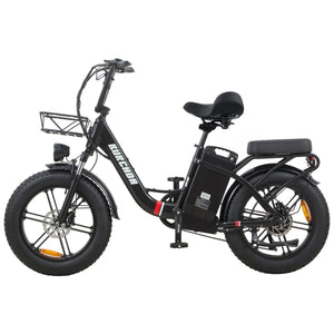 Burchda U8 black e-bike featuring a smart color LCD display and step-through frame