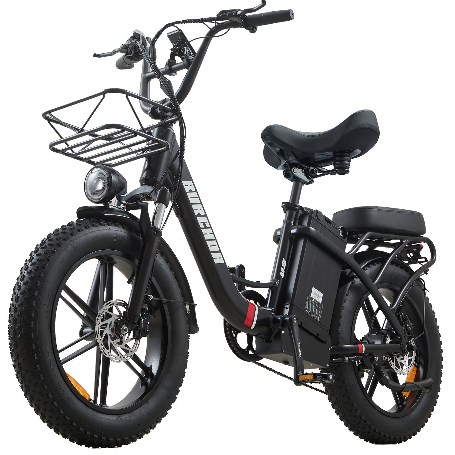 Burchda U8 black long-range electric bike with 20x4.0 fat tires and hydraulic brakes