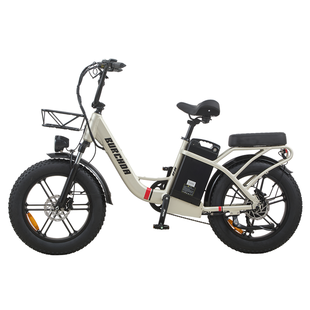 Burchda U8 champagne gold electric bike with 20-inch fat tires
